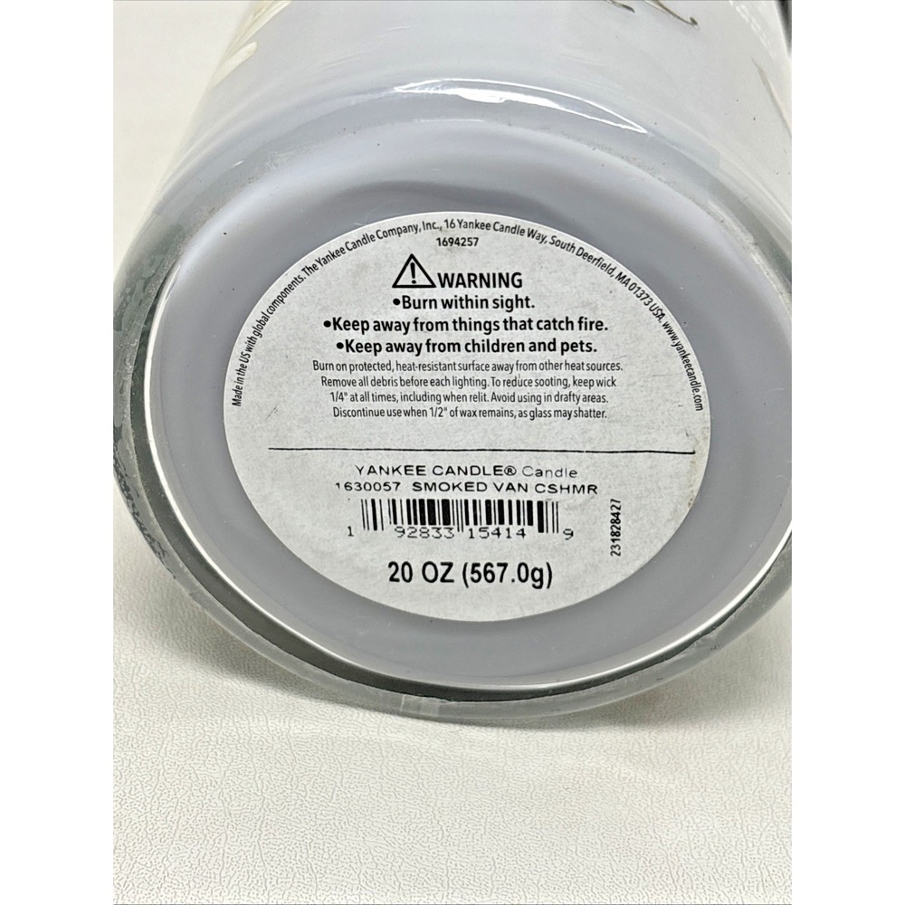 Yankee Candle Smoke Vanilla & Cashmere 20 Oz Retired Fragrance Two Wick - Picture 7 of 9